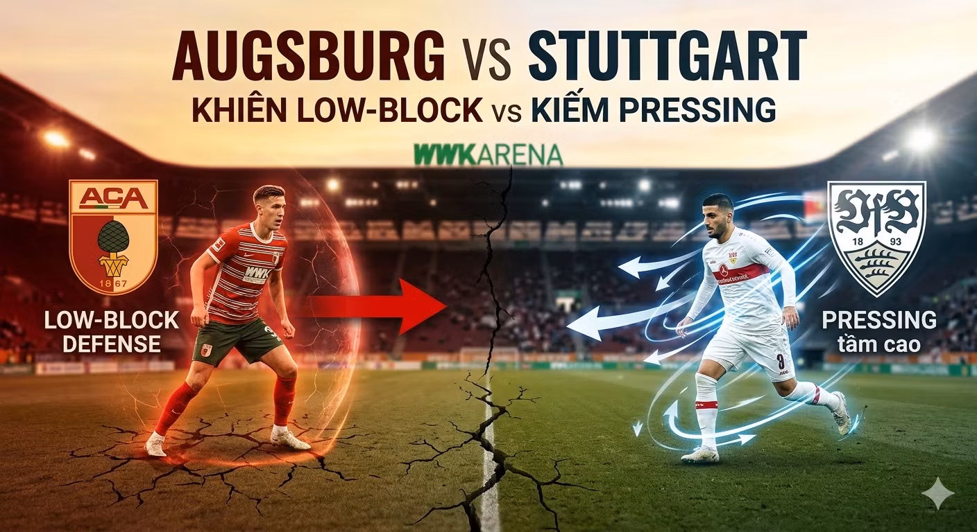 Nhận định chiến thuật Augsburg vs Stuttgart: Bức tường phòng ngự low-block của đội chủ nhà đối đầu với hệ thống pressing tầm cao rực lửa từ đội khách.