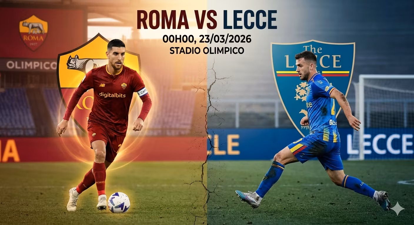 Nhận định trận đấu Roma vs Lecce: Điểm nóng đối đầu giữa Lorenzo Pellegrini và Ylber Ramadani tại sân Olimpico.