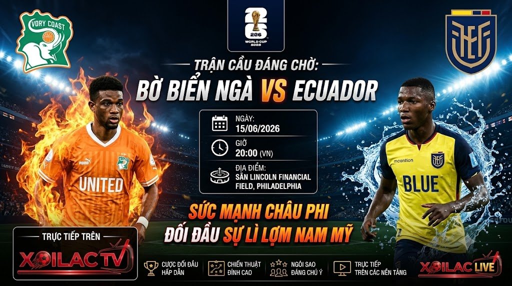 Nhận định bóng đá Bờ Biển Ngà vs Ecuador lúc 06h00 ngày 15/06 vòng bảng World Cup 2026 - Xoilac TV