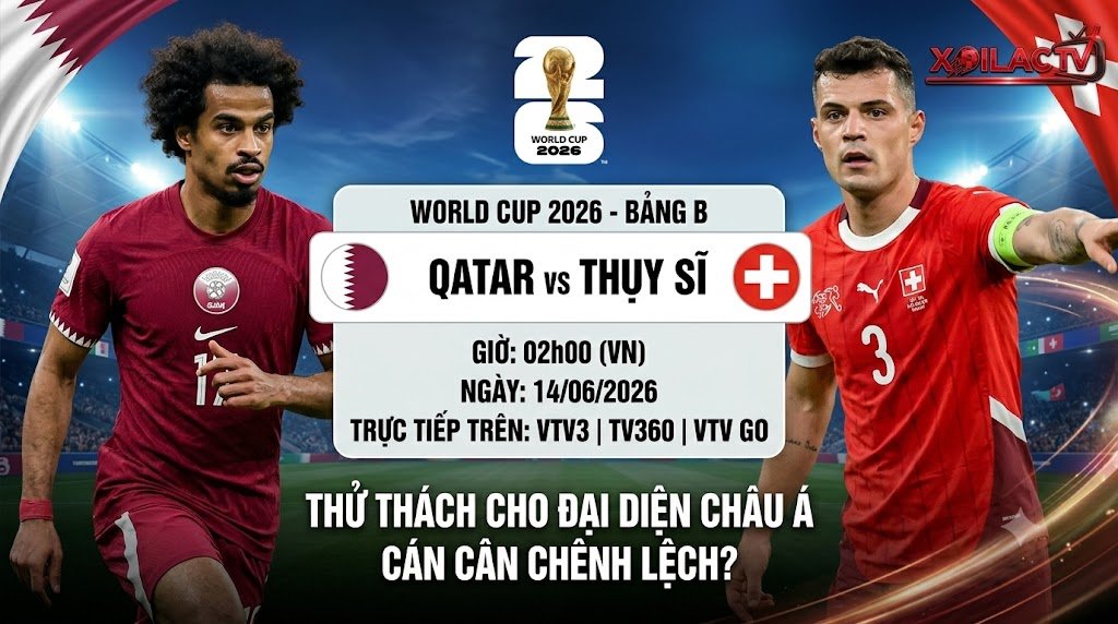 Ảnh bìa nhận định trận đấu Qatar vs Thụy Sĩ tại bảng B World Cup 2026.